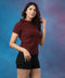 Rib Basic Crew Neck Maroon Tshirt
